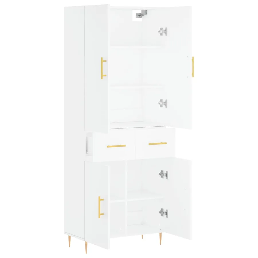 Buffet haut Blanc 69,5x34x180 cm Bois d'ingénierie - 4