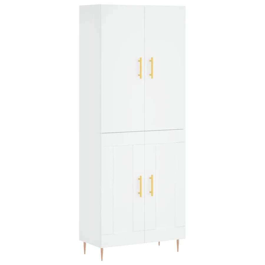 Buffet haut Blanc 69,5x34x180 cm Bois d'ingénierie - 2
