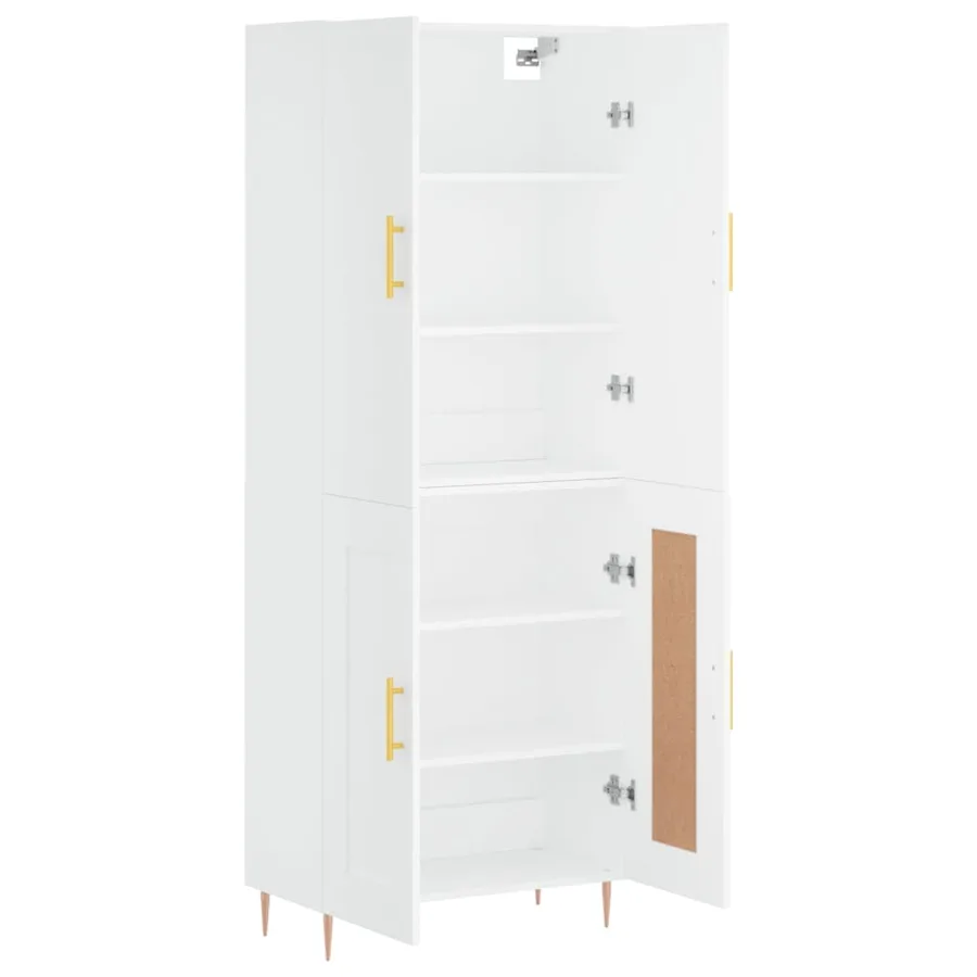 Buffet haut Blanc 69,5x34x180 cm Bois d'ingénierie - 4
