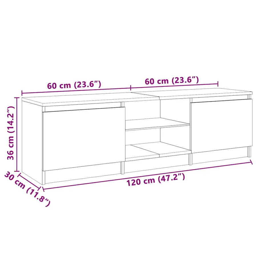 Meuble TV avec lumières LED sonoma gris 120x30x36 cm - 11