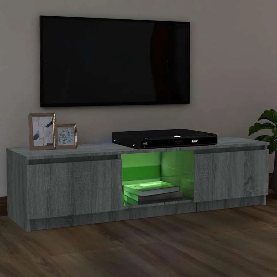 Meuble TV avec lumières LED sonoma gris 120x30x36 cm - 4