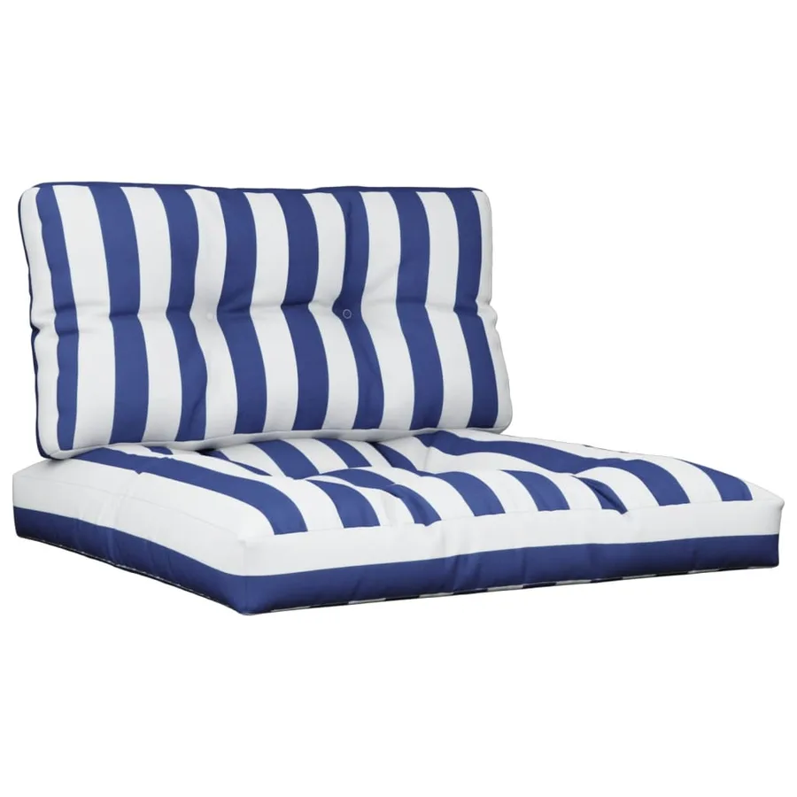 Coussins de palette lot de 2 rayures bleues/blanches tissu - 2