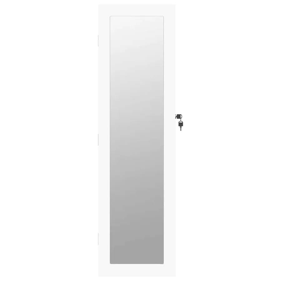 Armoire à bijoux avec miroir murale blanc 30x8,5x106 cm - 4