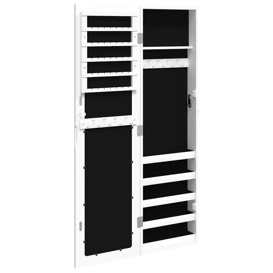 Armoire à bijoux avec miroir murale blanc 30x8,5x106 cm - 5