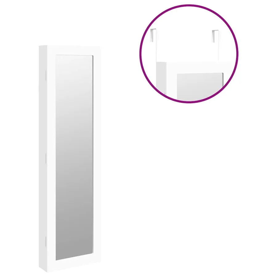 Armoire à bijoux avec miroir murale blanc 30x8,5x106 cm - 9