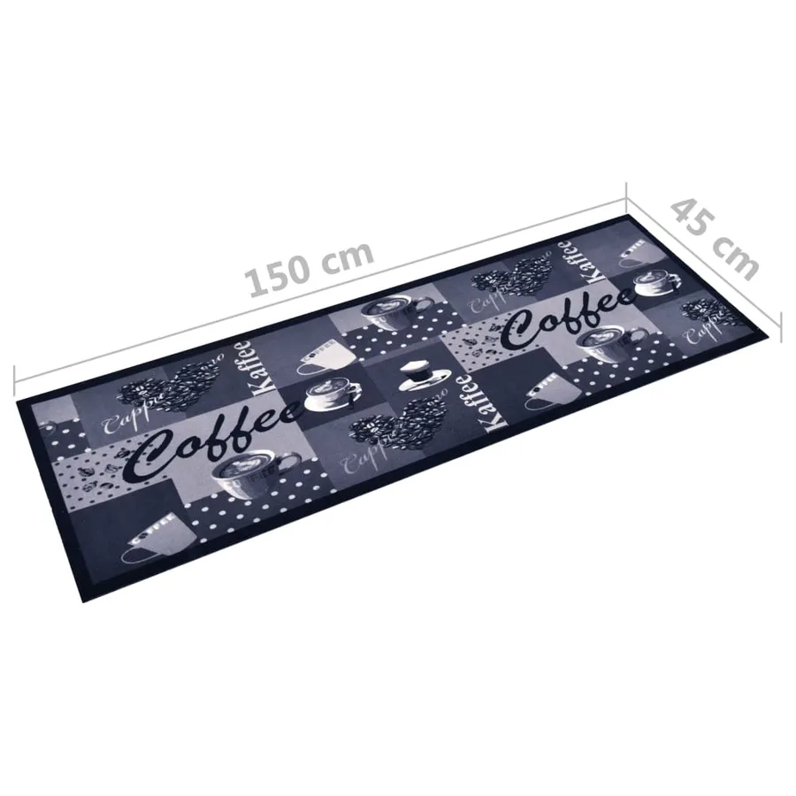 Tapis de sol de cuisine lavable Bleu café 45x150 cm - 5