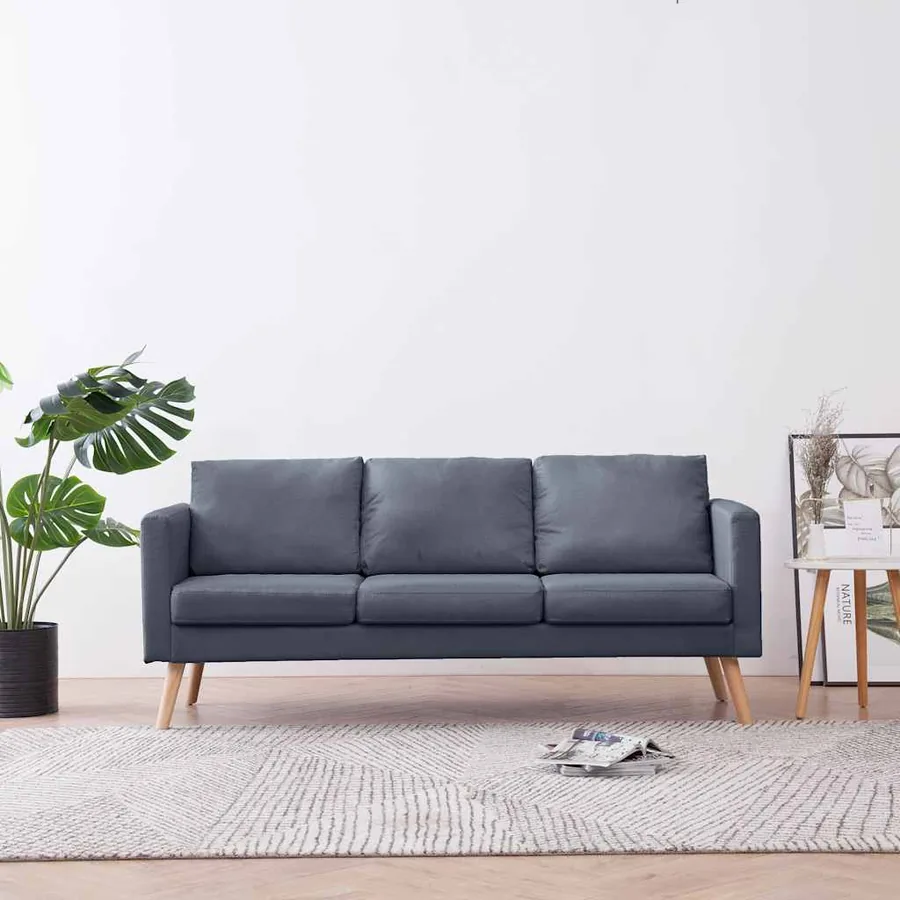 Canapé à 3 places Tissu Gris foncé