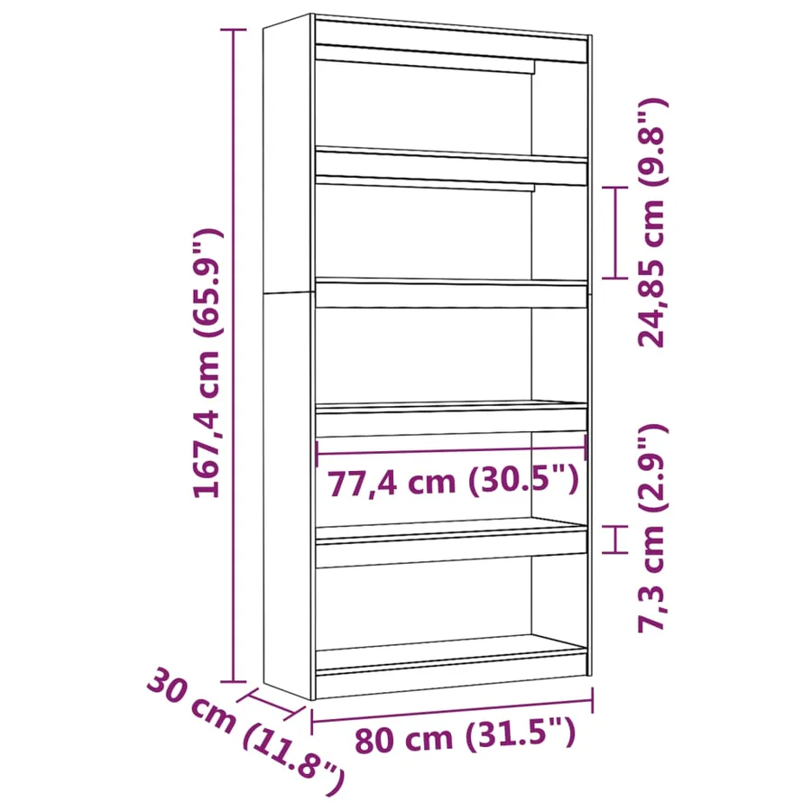 Bibliothèque/Séparateur de pièce 80x30x167,4 cm pin massif - 8