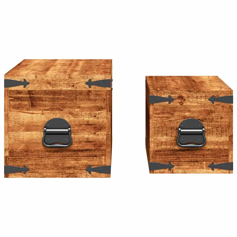 Coffre de rangement 2 pcs Bois de manguier brut - 7