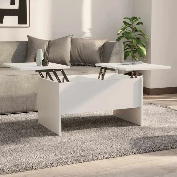 Table basse blanc 80x50x42,5 cm bois d'ingénierie