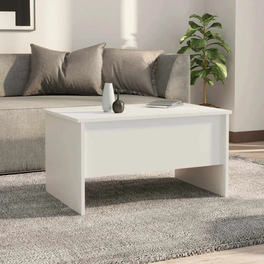 Table basse blanc 80x50x42,5 cm bois d'ingénierie - 3