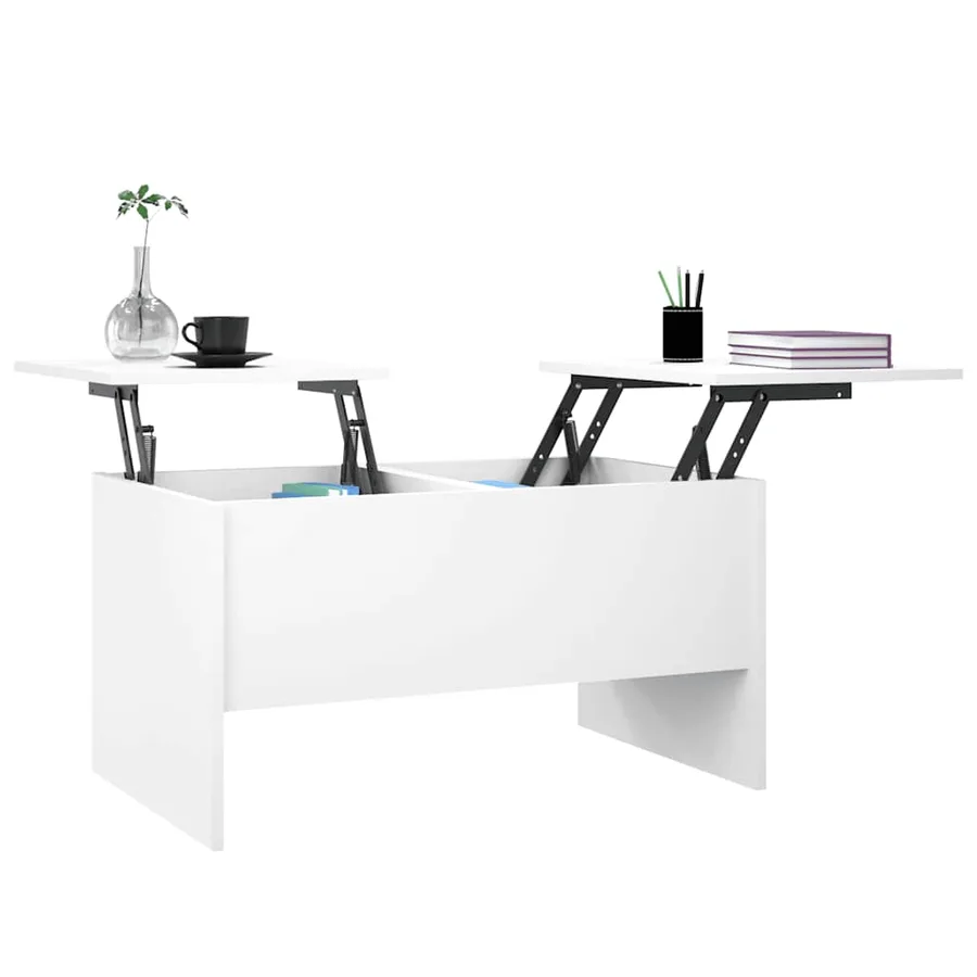 Table basse blanc 80x50x42,5 cm bois d'ingénierie - 4