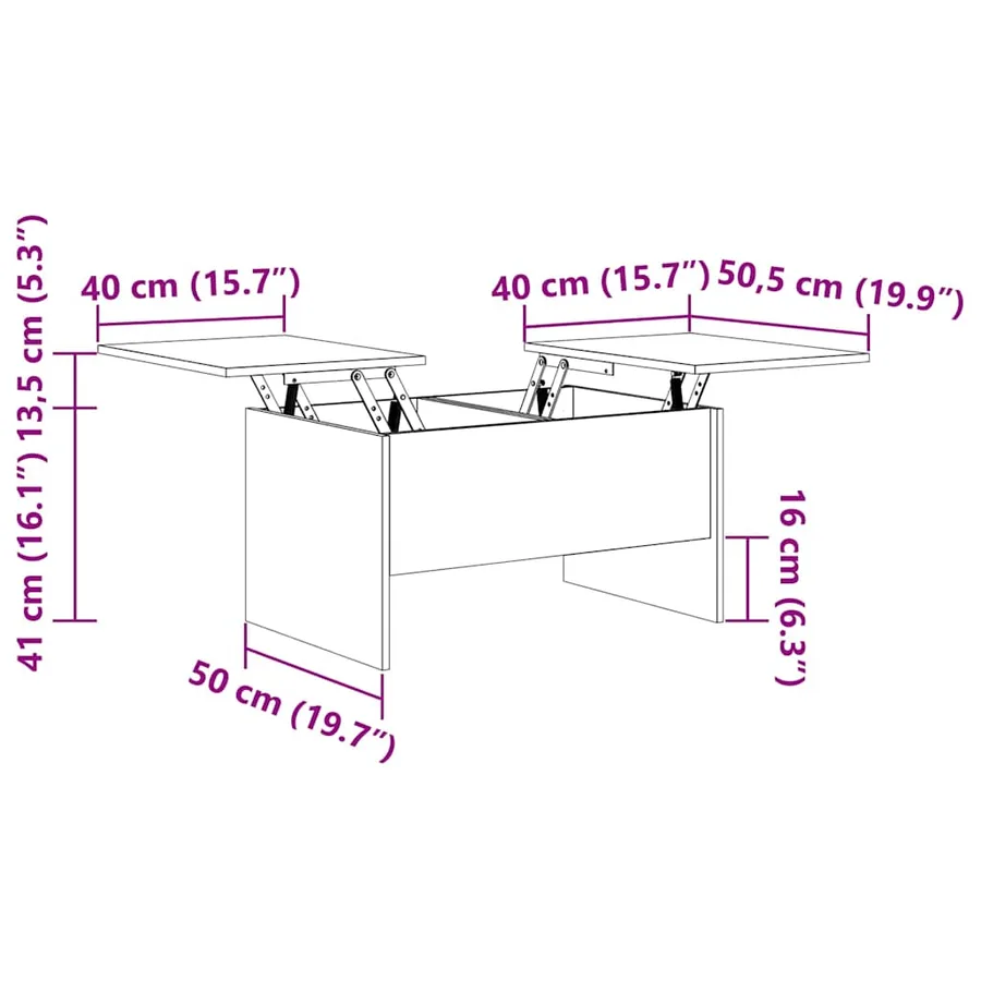 Table basse blanc 80x50x42,5 cm bois d'ingénierie - 9