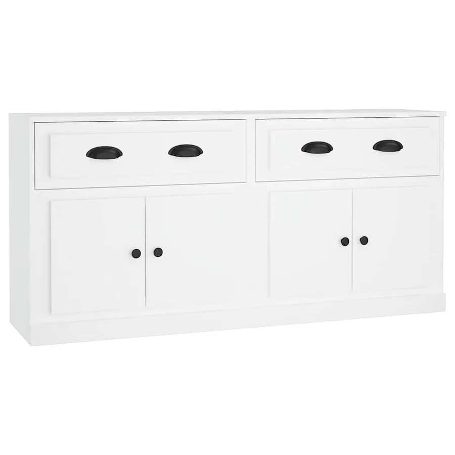 Buffets 2 pcs blanc bois d'ingénierie - 2