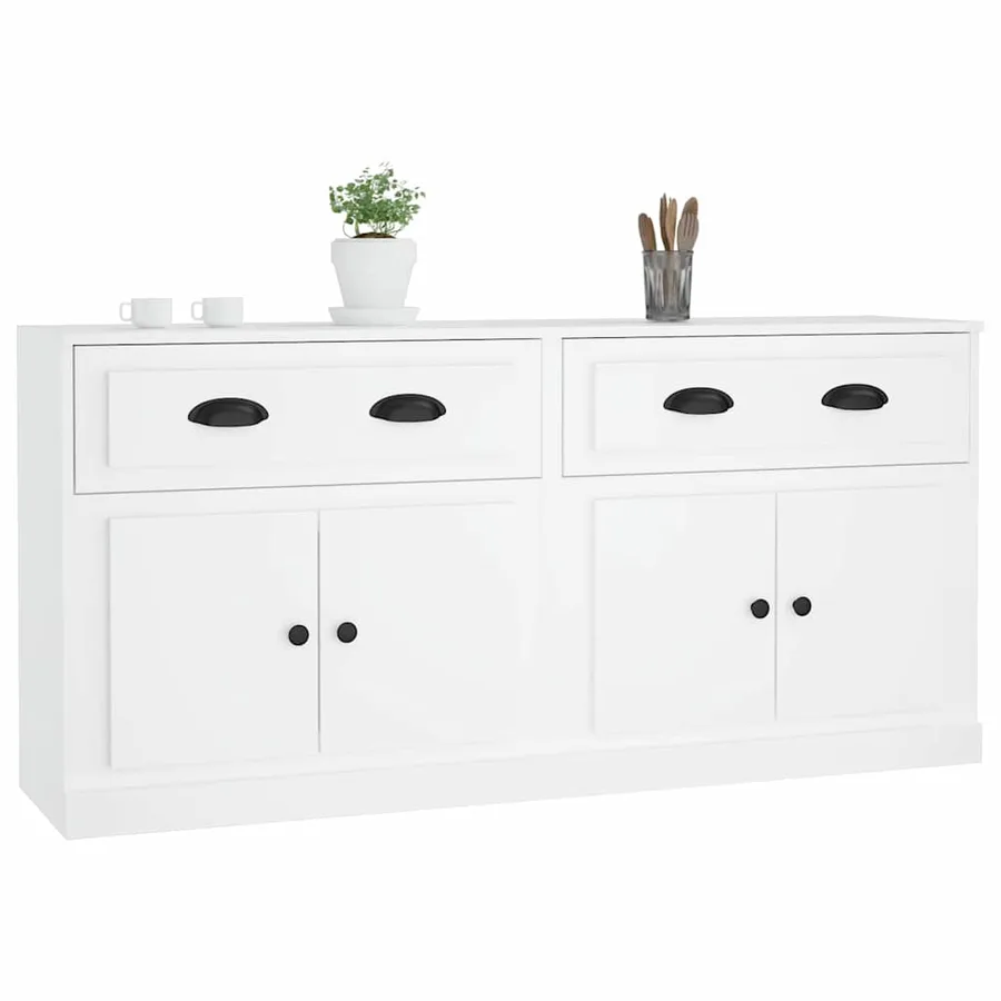 Buffets 2 pcs blanc bois d'ingénierie - 4