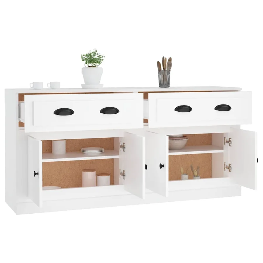 Buffets 2 pcs blanc bois d'ingénierie - 5