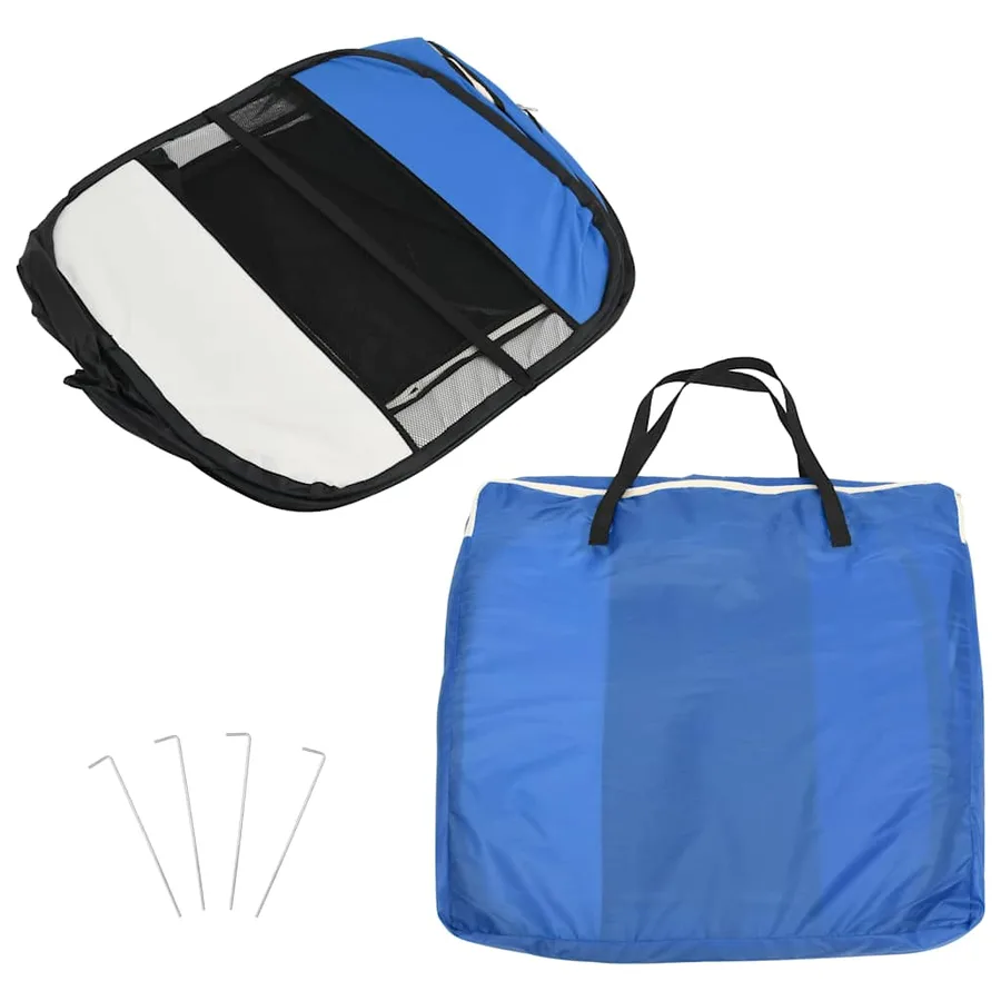 Parc pliable pour chien avec sac de transport Bleu 125x125x61cm - 12