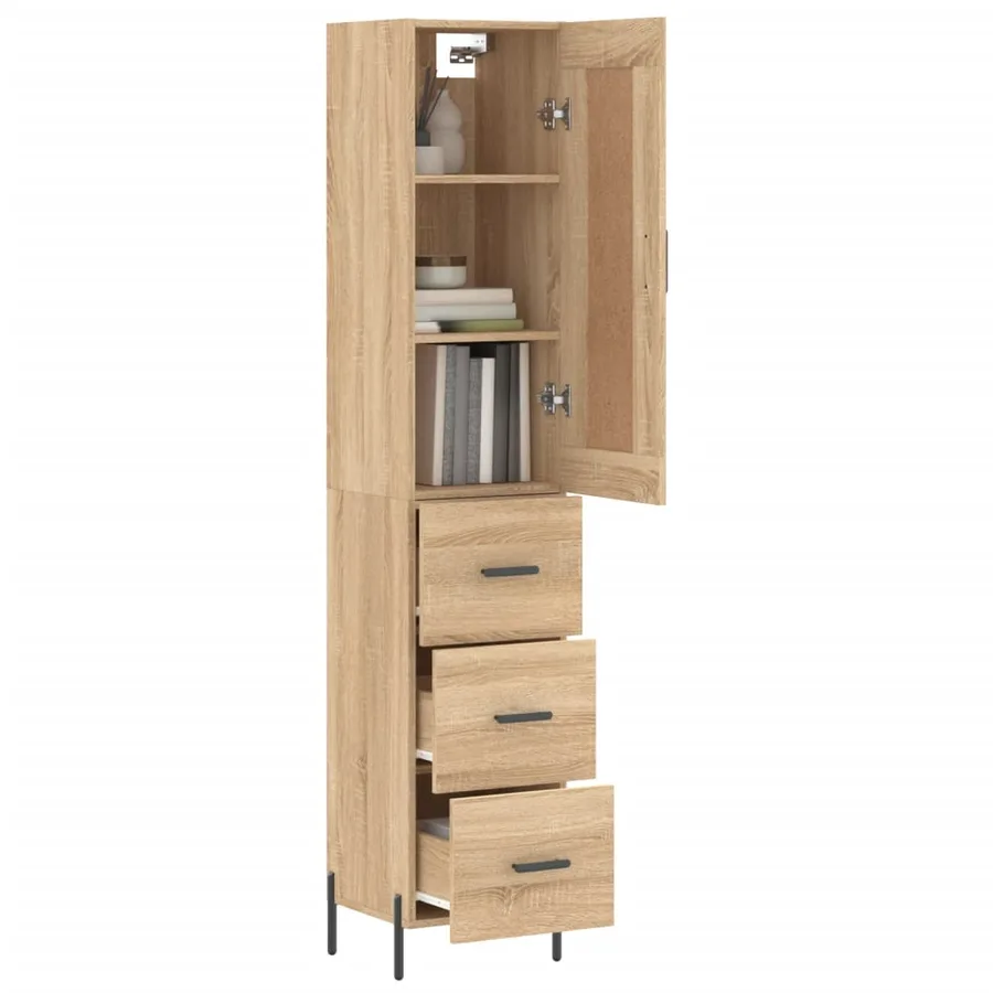 Buffet haut Chêne sonoma 34,5x34x180 cm Bois d'ingénierie - 12