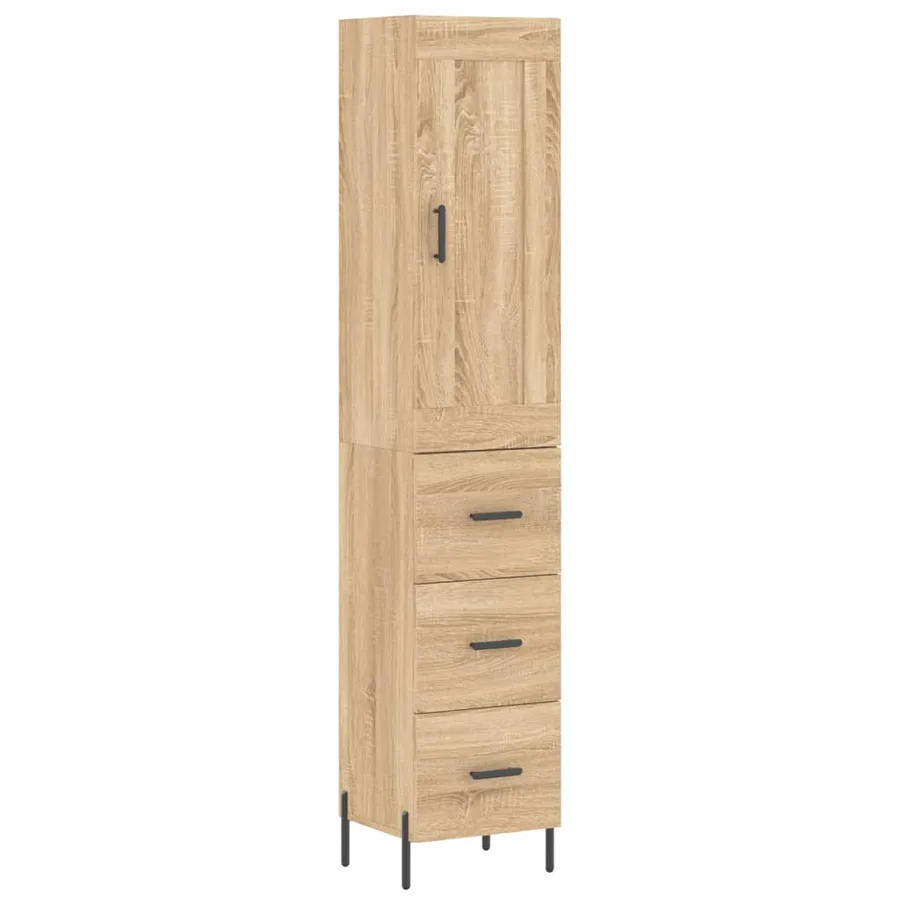 Buffet haut Chêne sonoma 34,5x34x180 cm Bois d'ingénierie - 2