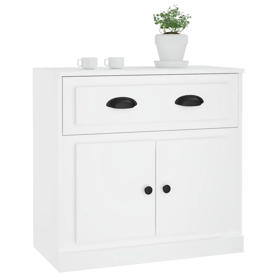 Buffet blanc 70x35,5x67,5 cm bois d'ingénierie - 4