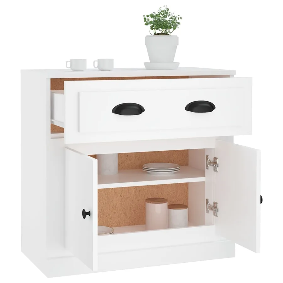 Buffet blanc 70x35,5x67,5 cm bois d'ingénierie - 5