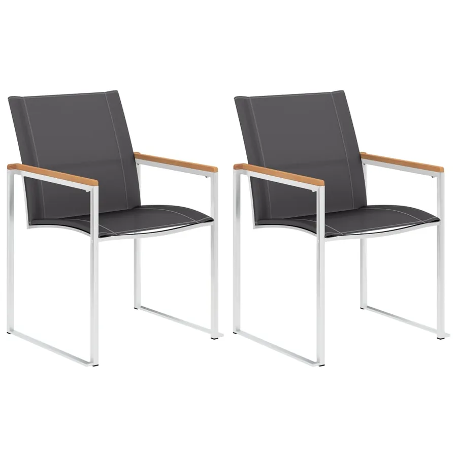 Chaises de jardin lot de 2 Textilène et acier inoxydable Gris