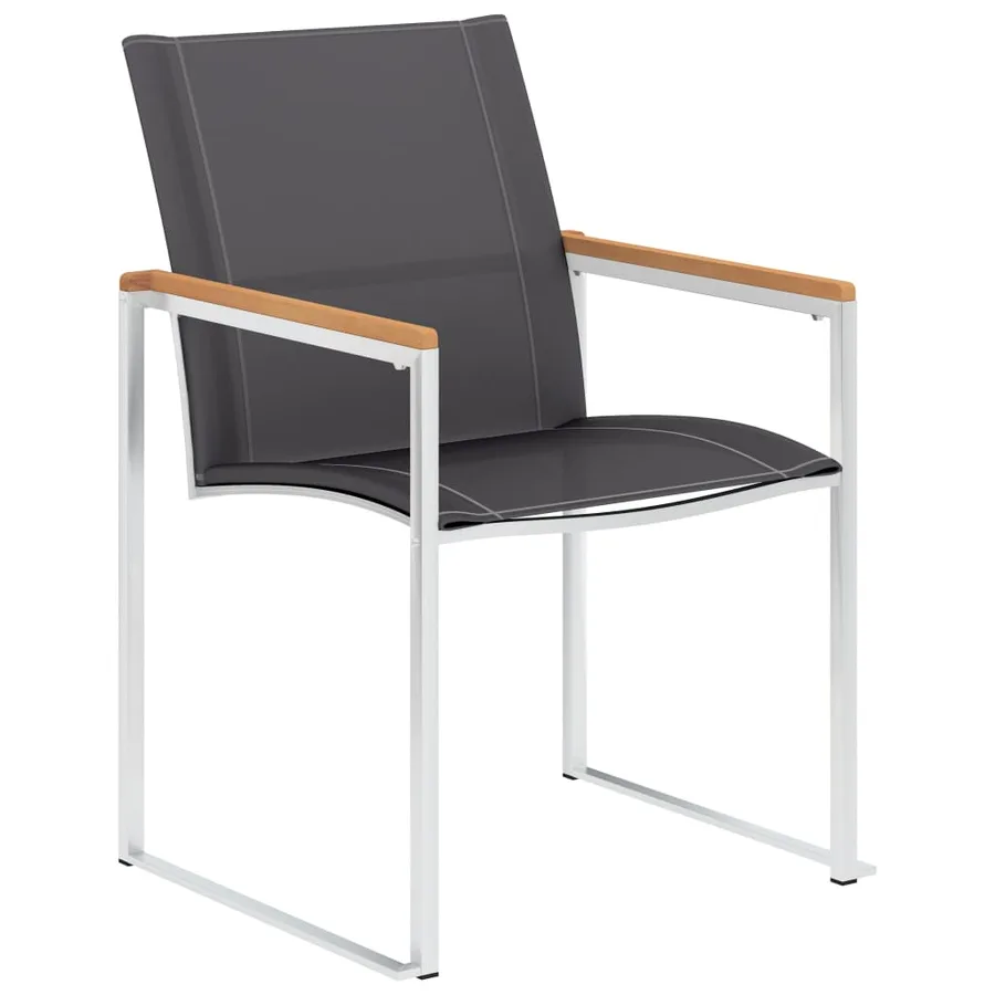 Chaises de jardin lot de 2 Textilène et acier inoxydable Gris - 2