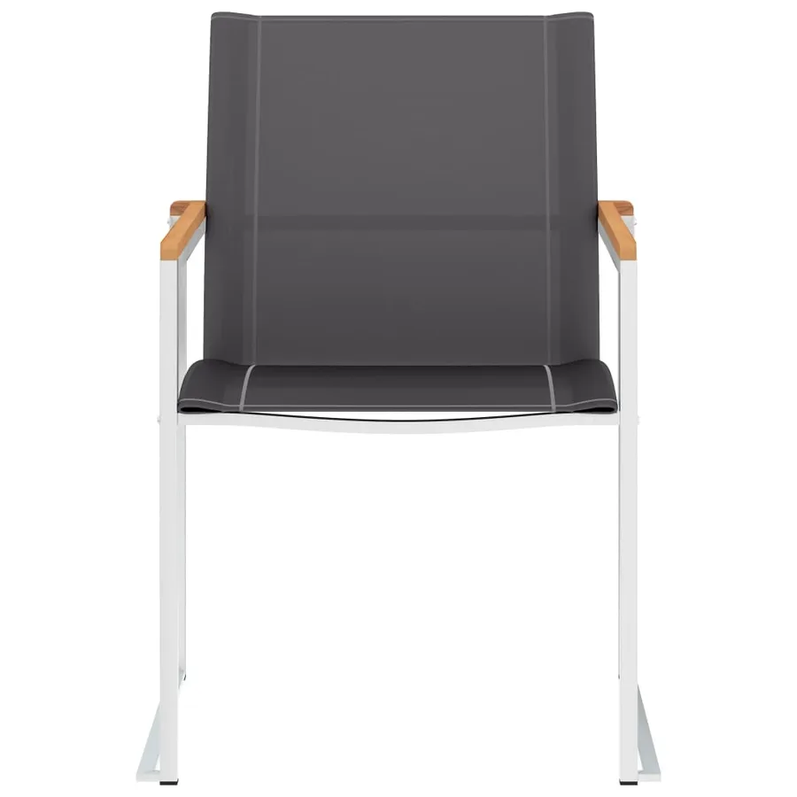 Chaises de jardin lot de 2 Textilène et acier inoxydable Gris - 3