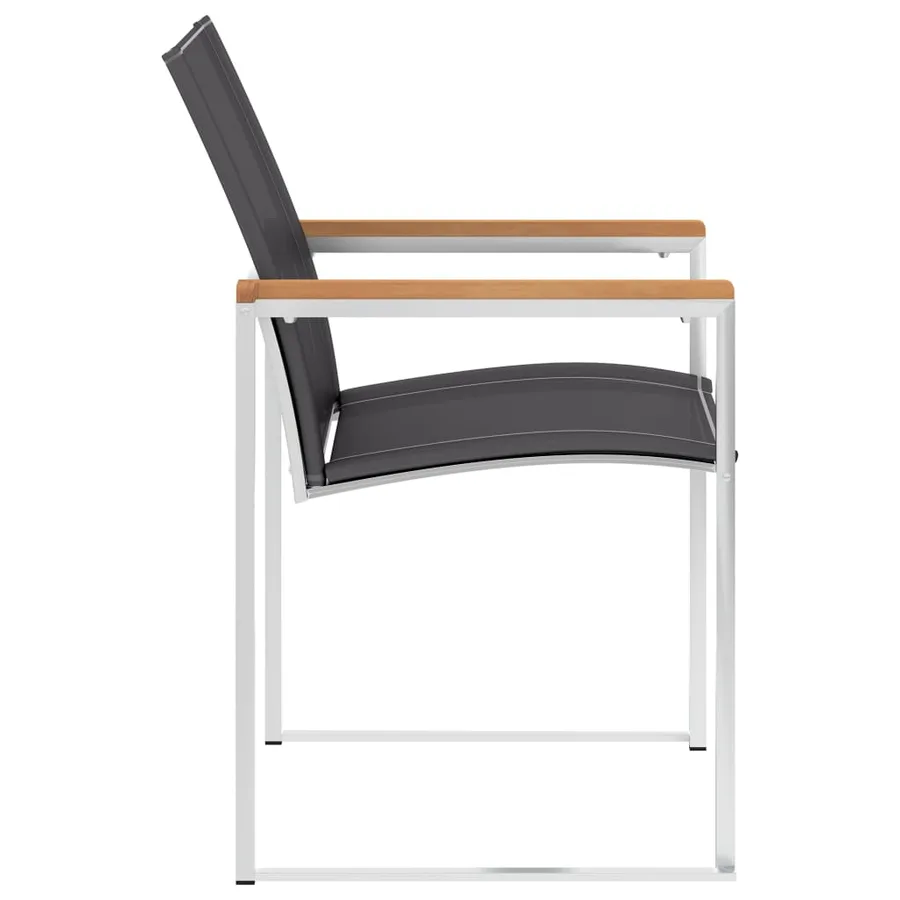 Chaises de jardin lot de 2 Textilène et acier inoxydable Gris - 4