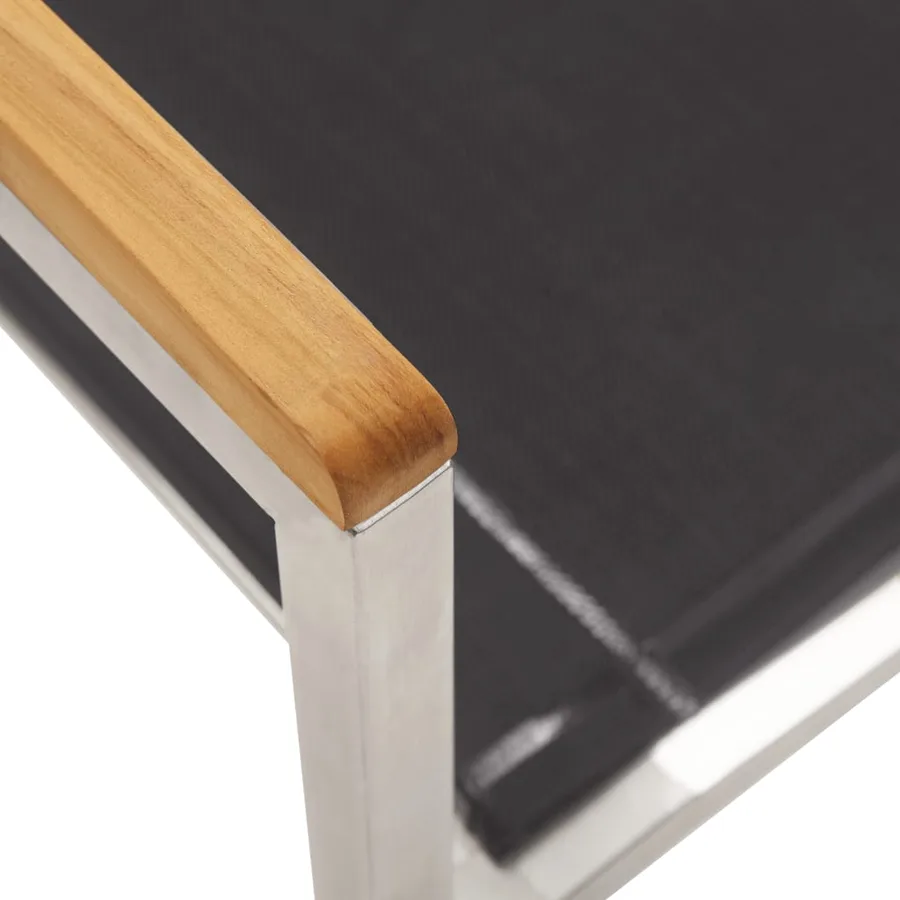 Chaises de jardin lot de 2 Textilène et acier inoxydable Gris - 7