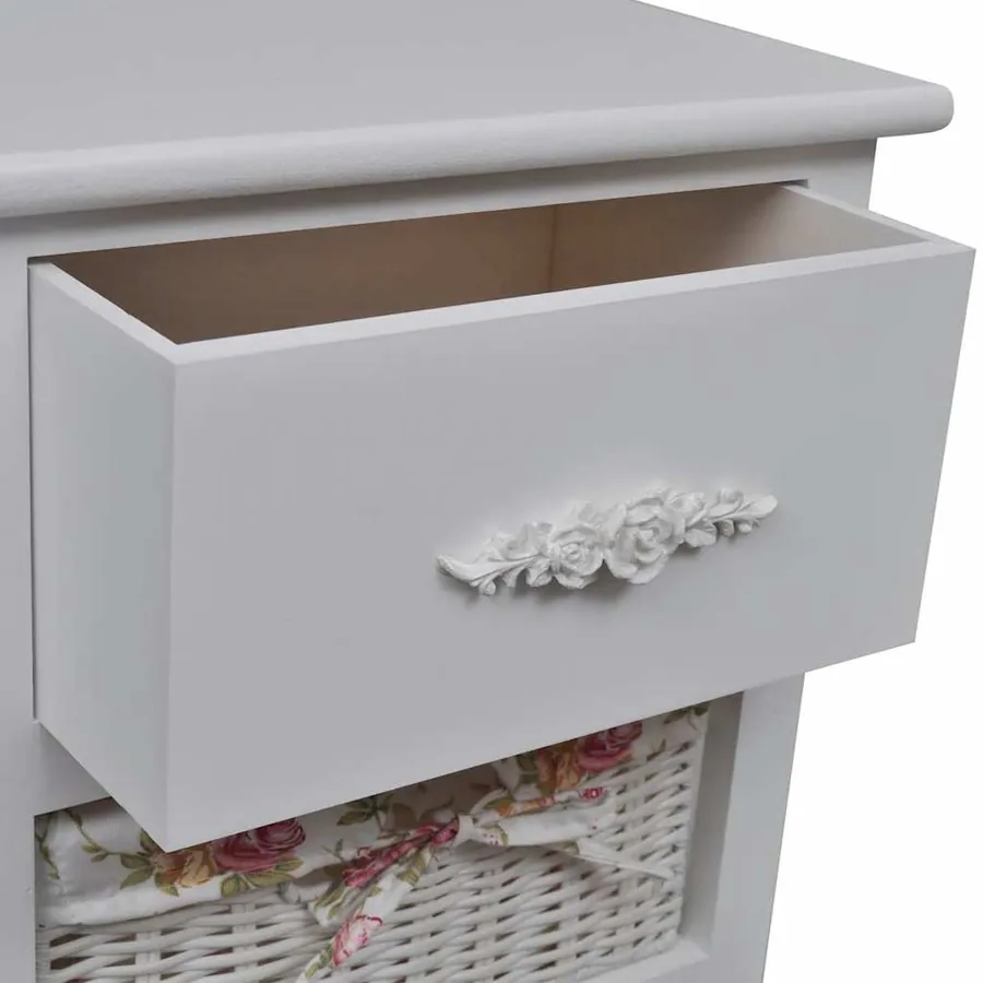 Armoire avec 1 tiroir et 3 paniers Blanc Bois de Paulownia - 4