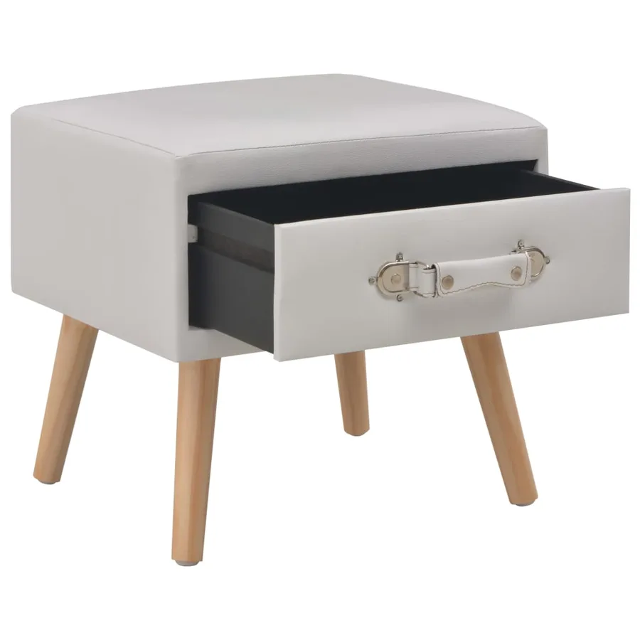 Tables de chevet 2 pcs Blanc 40x35x40 cm Similicuir - 3