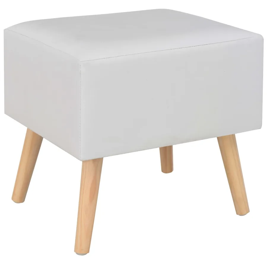 Tables de chevet 2 pcs Blanc 40x35x40 cm Similicuir - 4