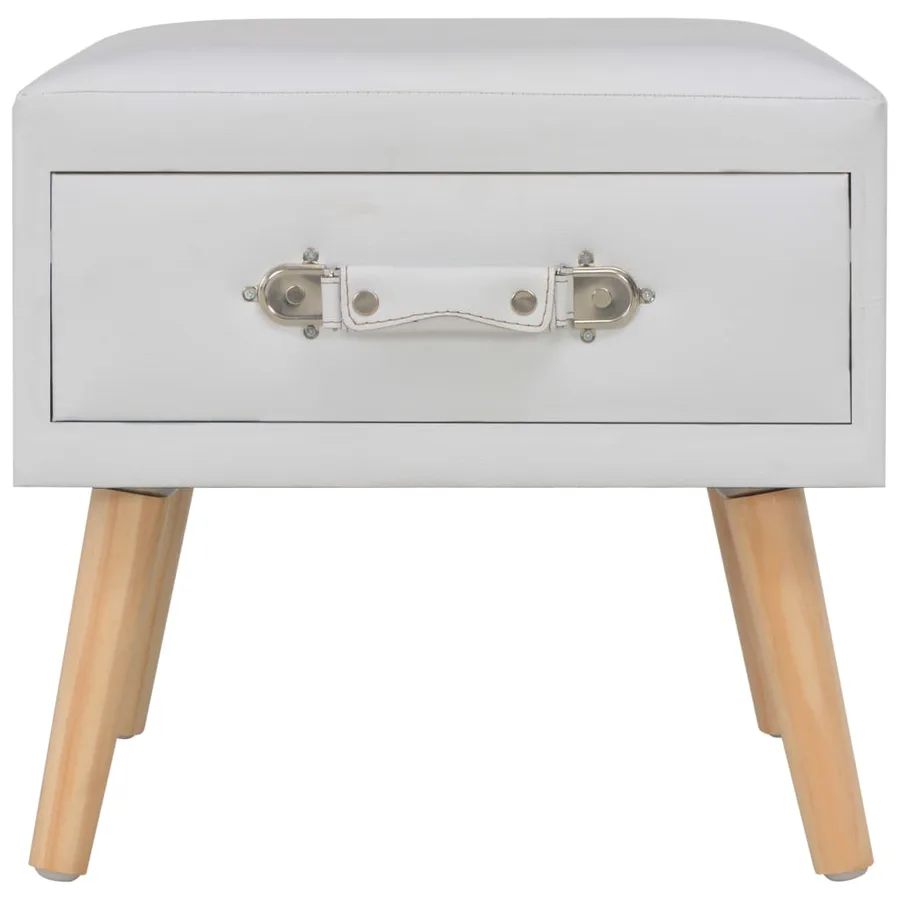 Tables de chevet 2 pcs Blanc 40x35x40 cm Similicuir - 5