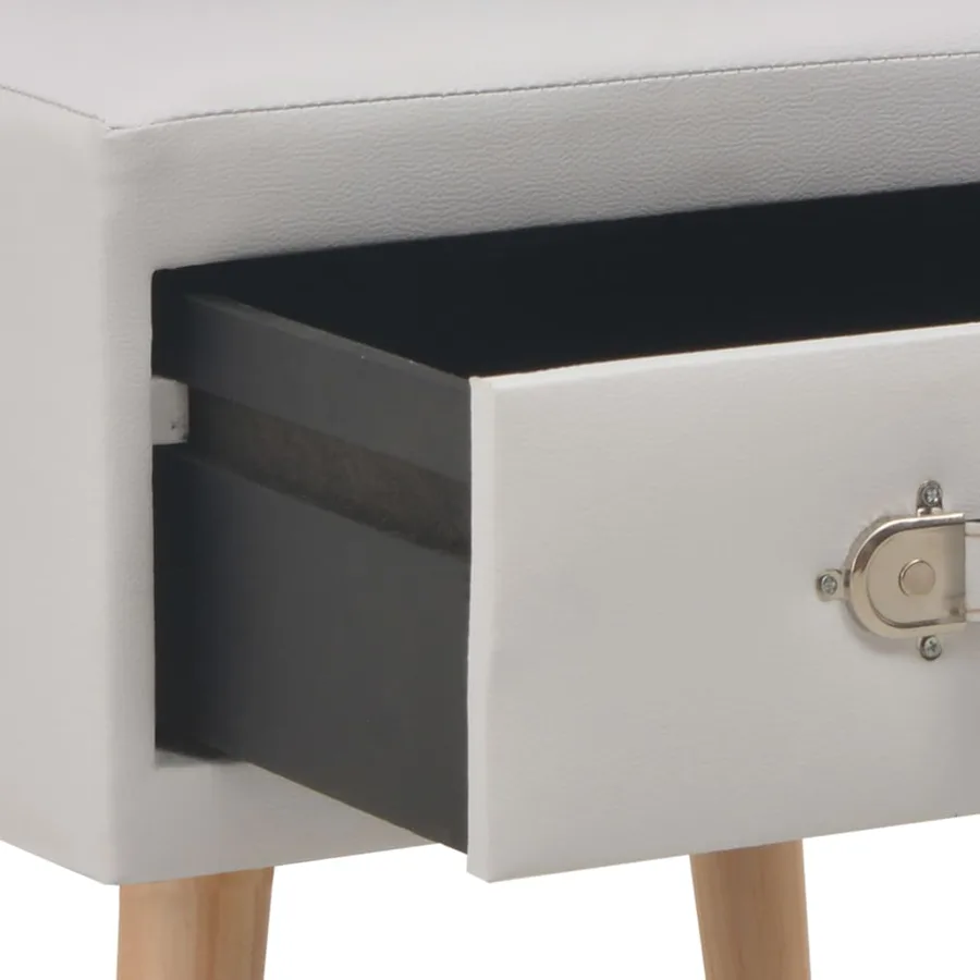Tables de chevet 2 pcs Blanc 40x35x40 cm Similicuir - 7