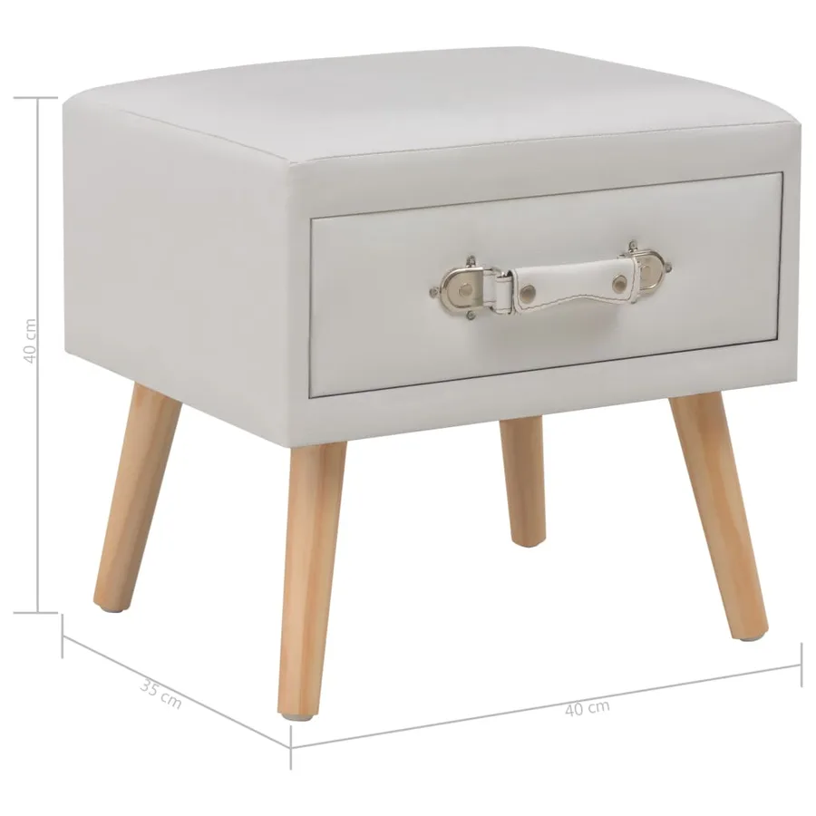 Tables de chevet 2 pcs Blanc 40x35x40 cm Similicuir - 9