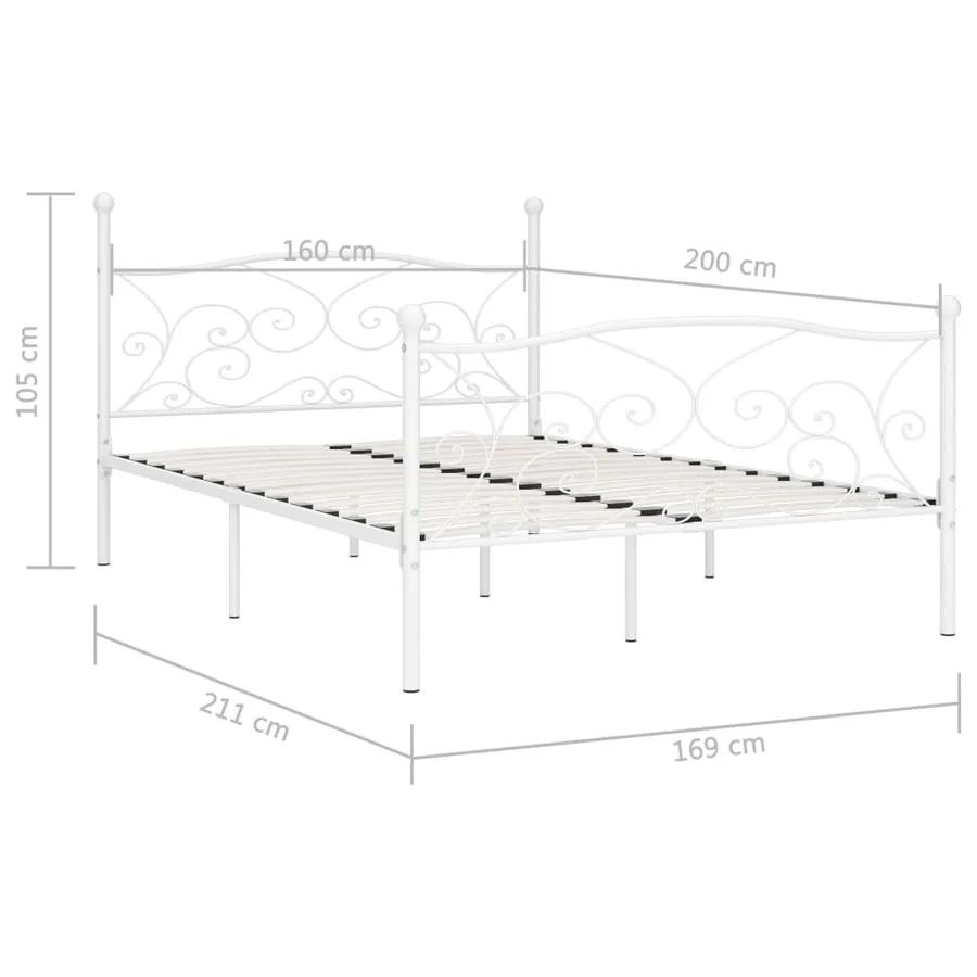 Cadre de lit sans matelas avec sommier à lattes métal 160x200cm - 5