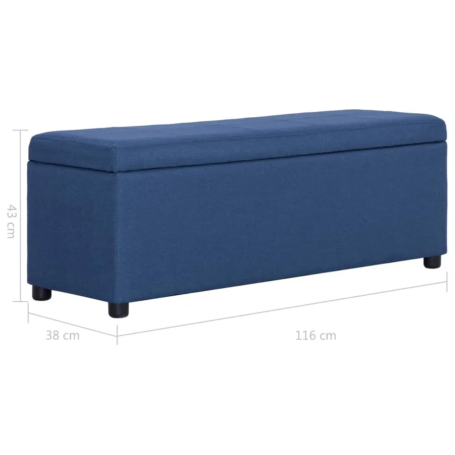 Banc avec compartiment de rangement 116 cm Bleu Polyester - 8