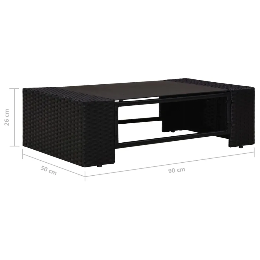 Salon de jardin 2 pcs Résine tressée Noir - 12