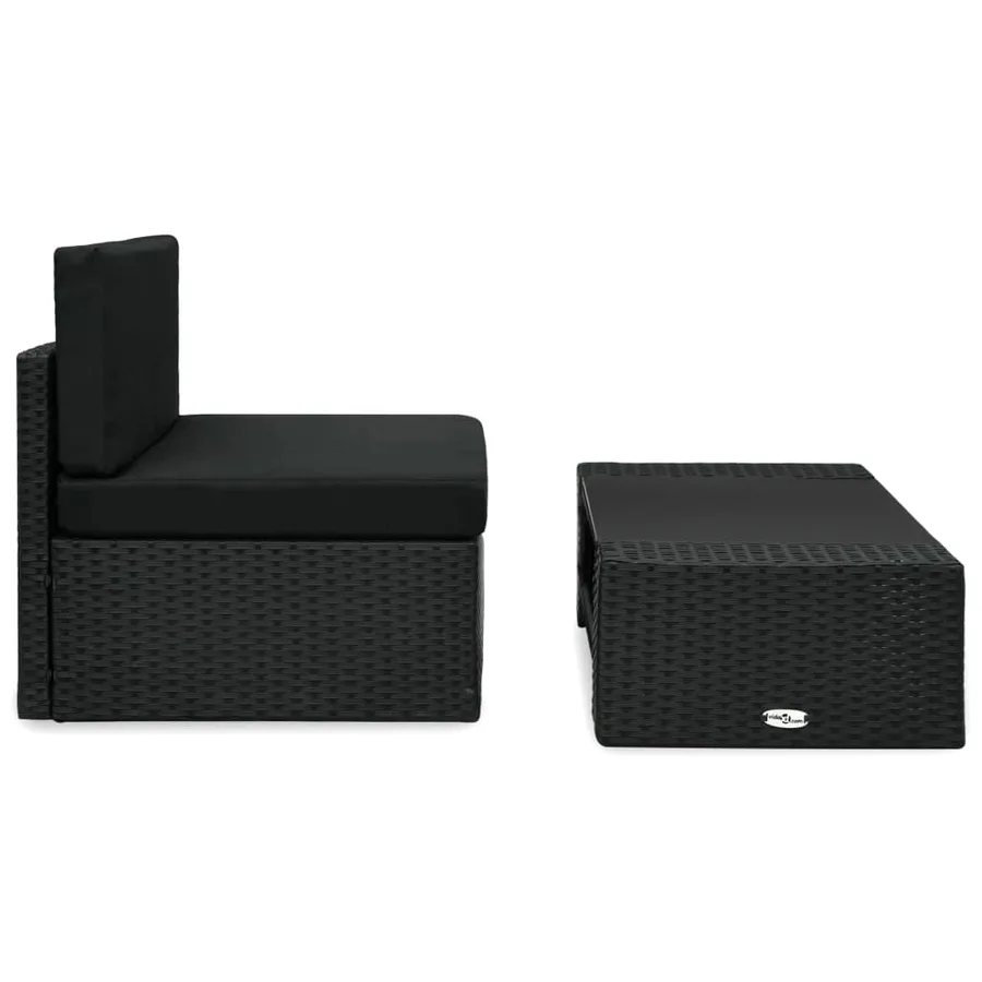 Salon de jardin 2 pcs Résine tressée Noir - 2