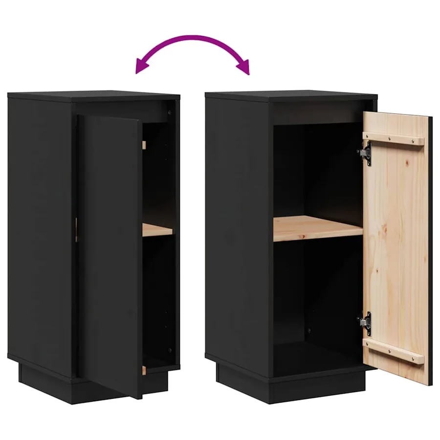 Buffets 2 pcs Noir 31,5x34x75 cm Bois massif de pin - 11