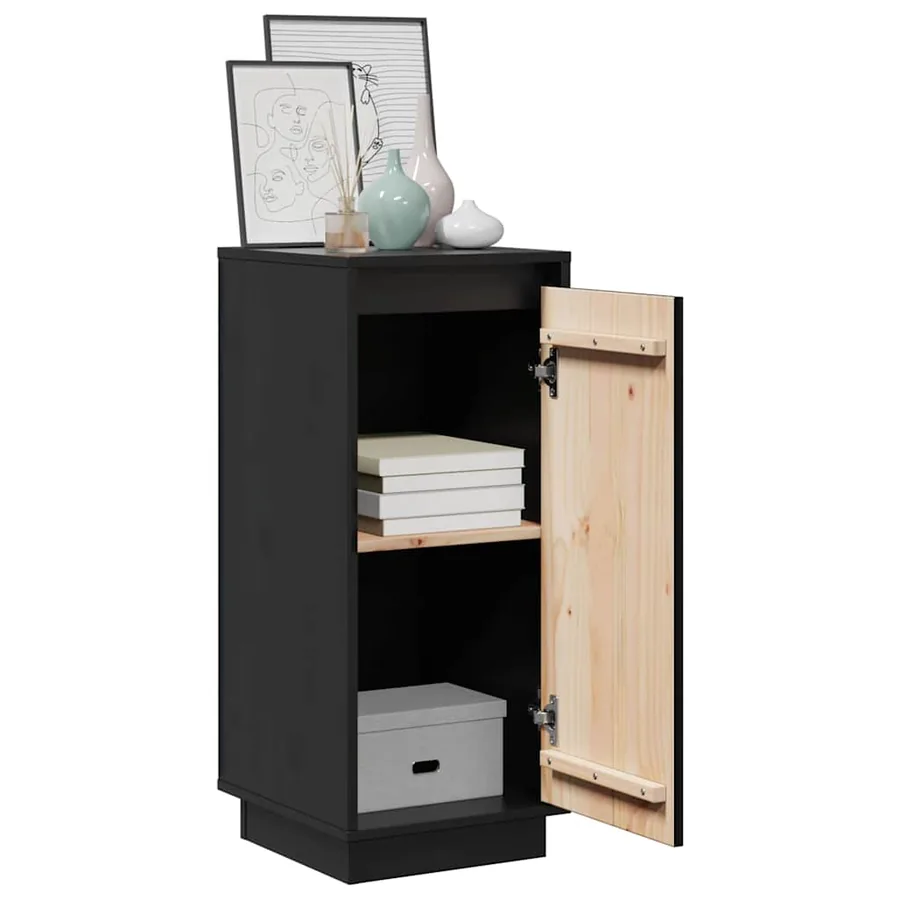 Buffets 2 pcs Noir 31,5x34x75 cm Bois massif de pin - 5