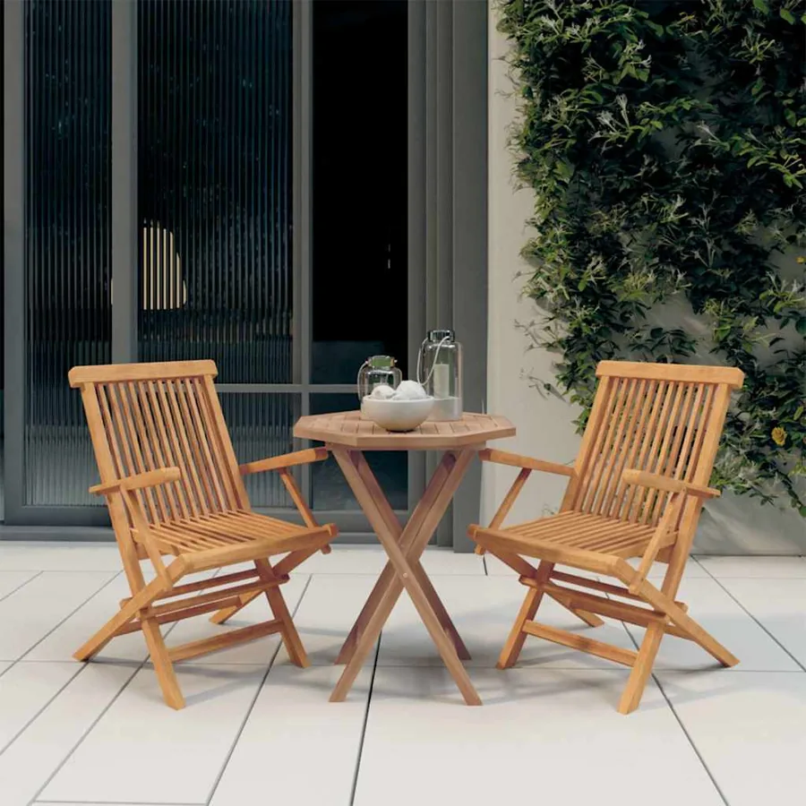 Ensemble à manger de jardin 3 pcs Bois de teck massif