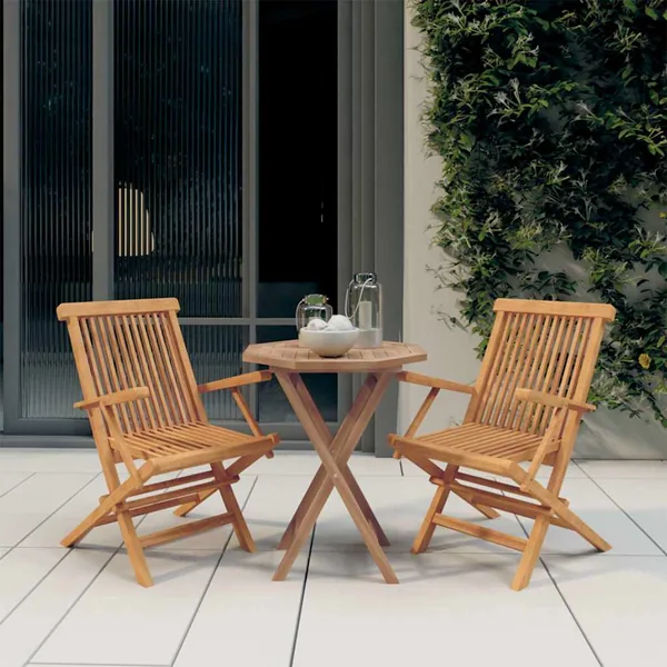 Ensemble à manger de jardin 3 pcs Bois de teck massif