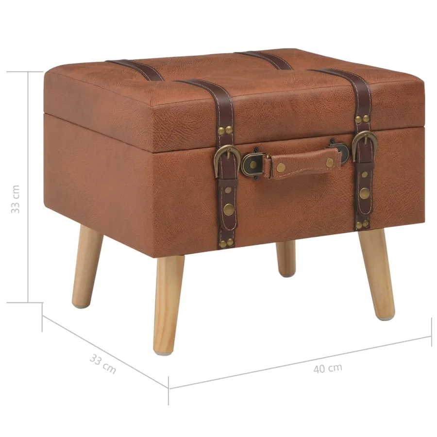 Tabouret de rangement 40 cm marron pâle similicuir - 10