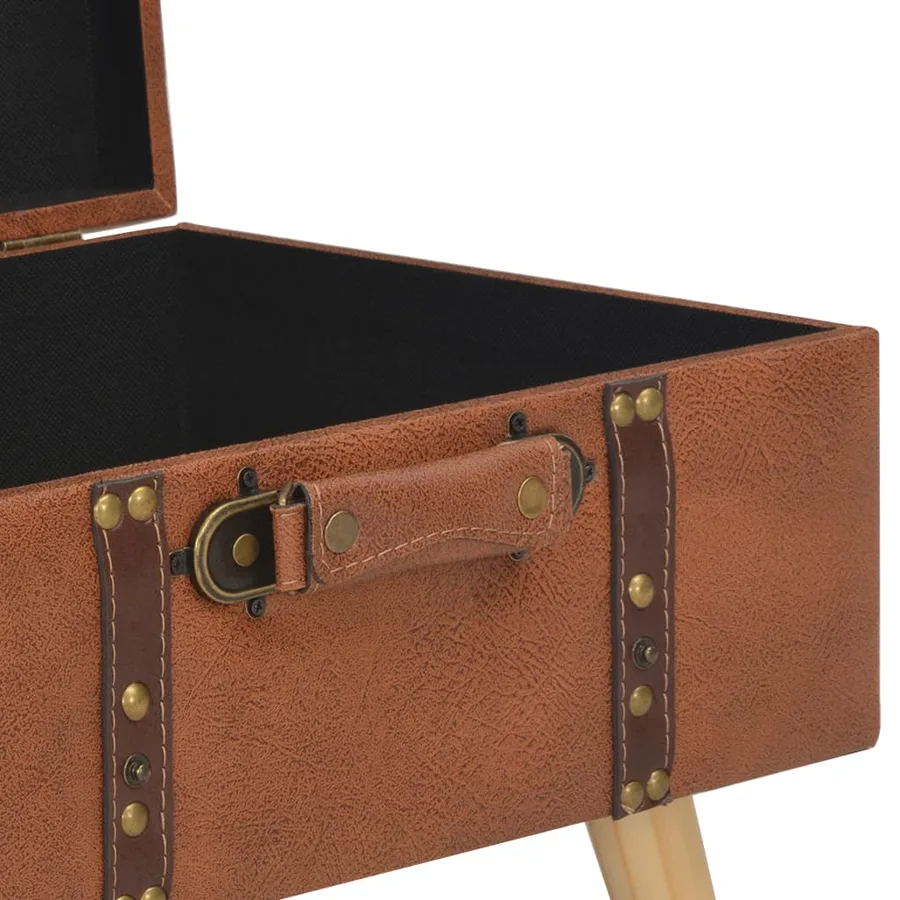 Tabouret de rangement 40 cm marron pâle similicuir - 7