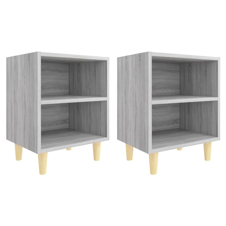 Tables de chevet pieds en bois 2 pcs Sonoma gris 40x30x50 cm - 2