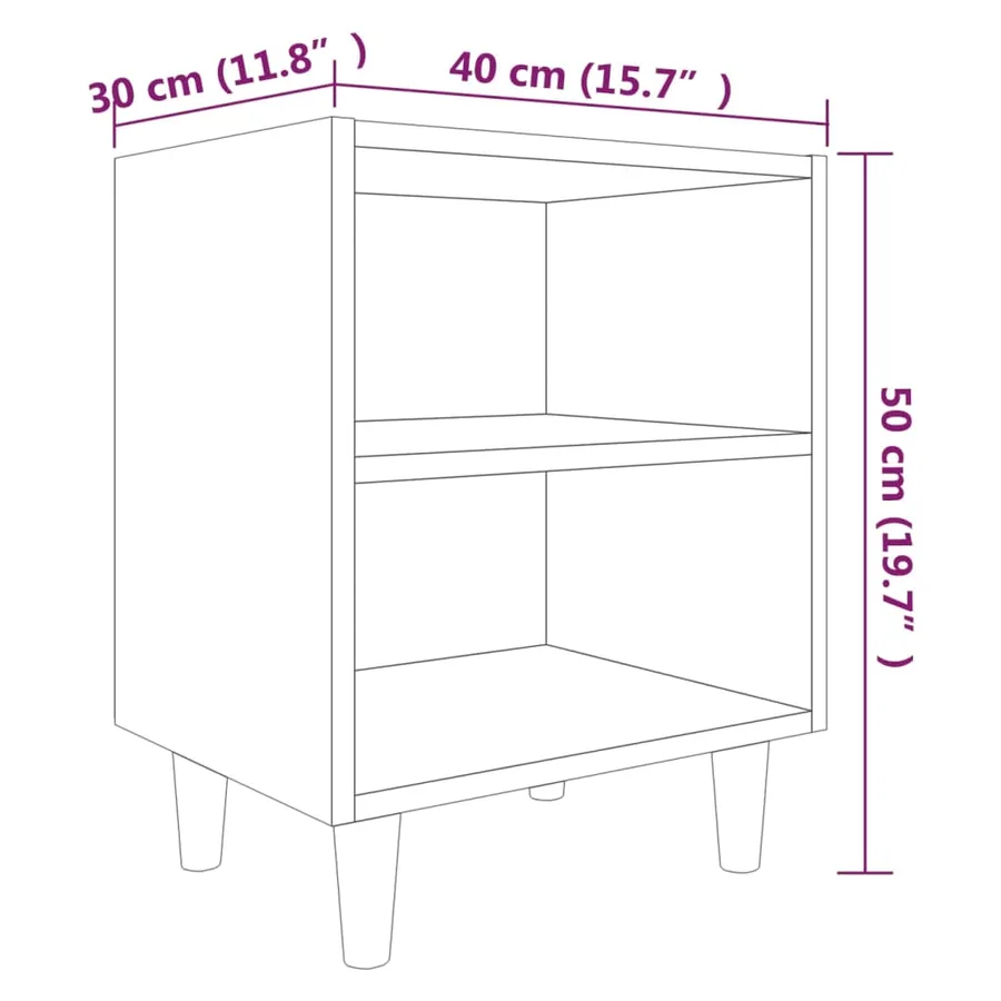 Tables de chevet pieds en bois 2 pcs Sonoma gris 40x30x50 cm - 8