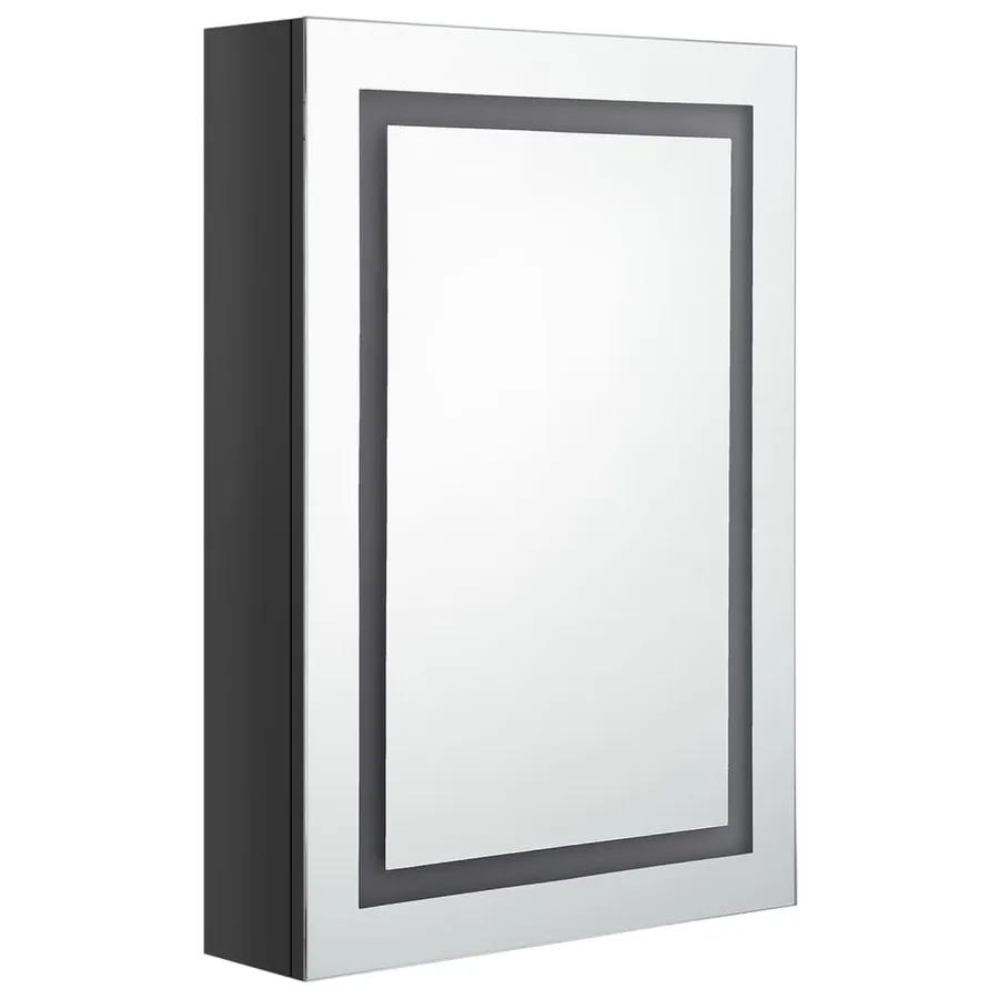 Armoire de salle de bain à miroir LED noir brillant 50x13x70 cm - 3
