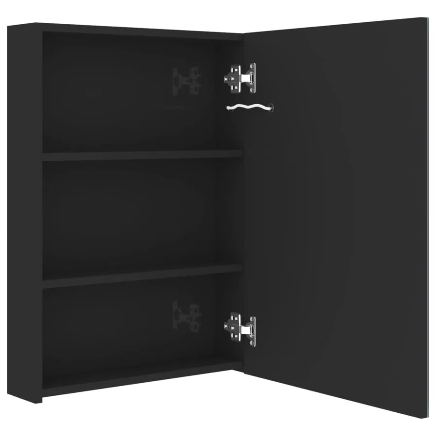 Armoire de salle de bain à miroir LED noir brillant 50x13x70 cm - 5